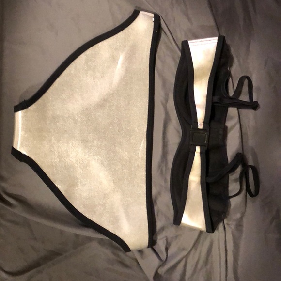 Triangl bikini silver/wt/yello. Top S bottom Med - Picture 3 of 4